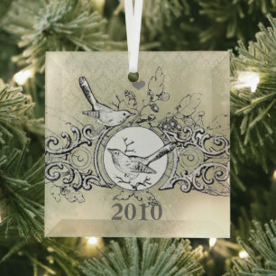 Oiseaux vintages Damas Ornement de Noël