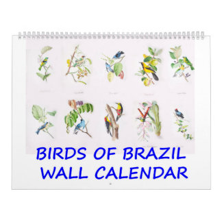 Oiseaux vintages de calendrier mural du Brésil