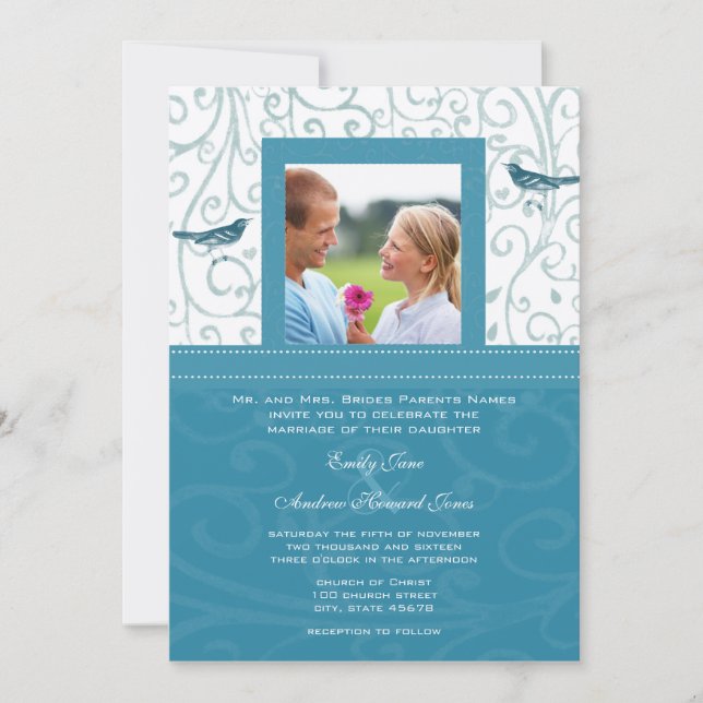 Oiseaux vintages Faire-part de mariage des tourbil (Devant)