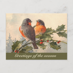 Oiseaux vintages sur la carte postale de sainte br