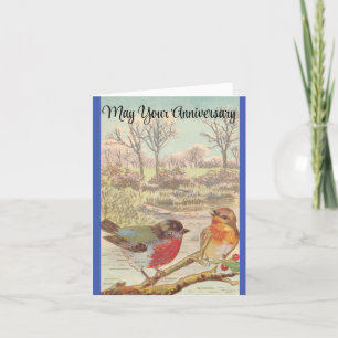 Oiseaux vintages Sur Une Carte Anniversaire De Bra