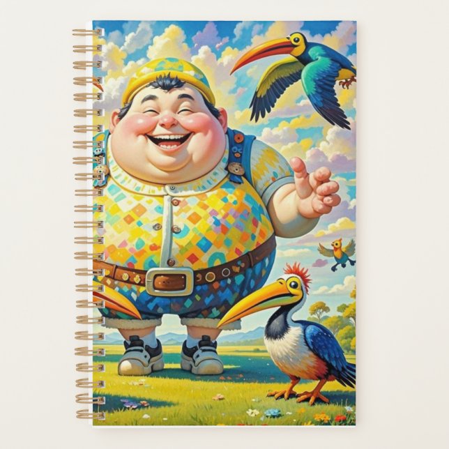 Oiseaux volant autour d'un homme heureux (Devant)