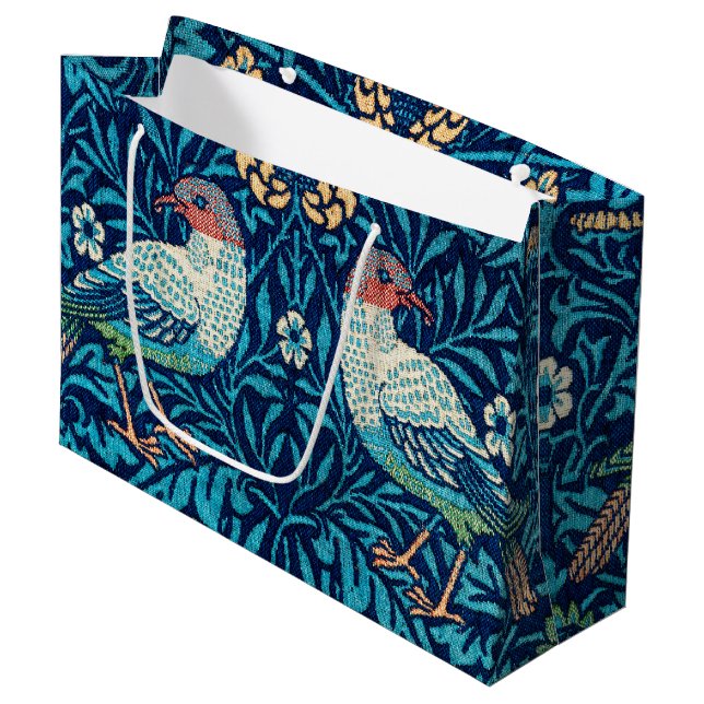 Oiseaux, William Morris Grand Sac Cadeau (Devant Angle)