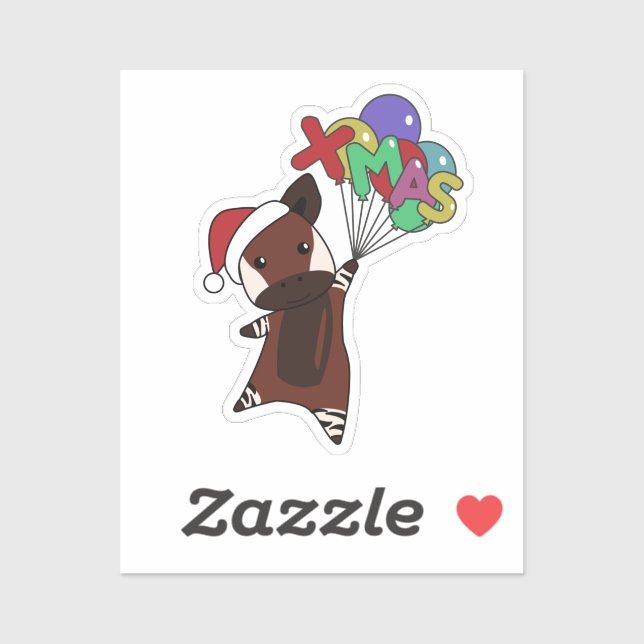 Okapi Christmas Snow Winter Animaux Okapis Sticker (Feuille)