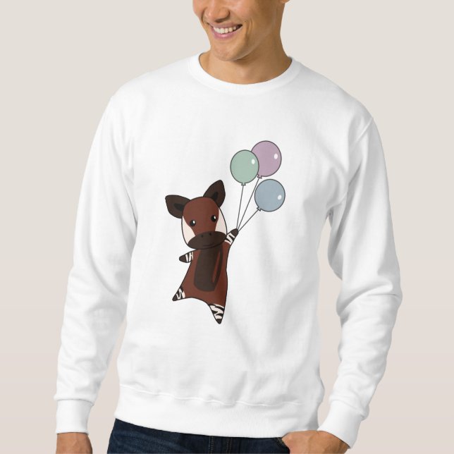 Okapi vole avec des ballons vers le haut des anima (Devant)