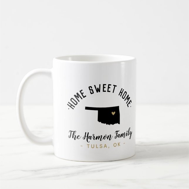 Oklahoma Home Sweet Home Famille Monogramme Mug (Gauche)