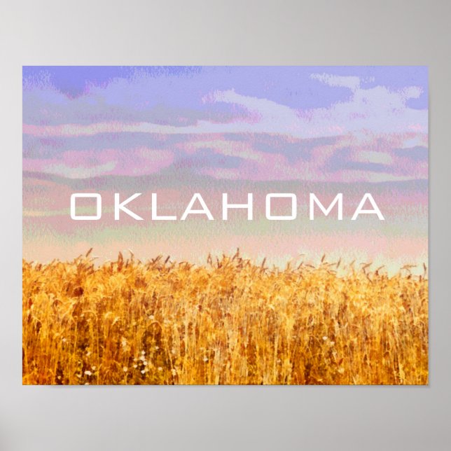 Oklahoma poster with wheat field and sky art (Devant)