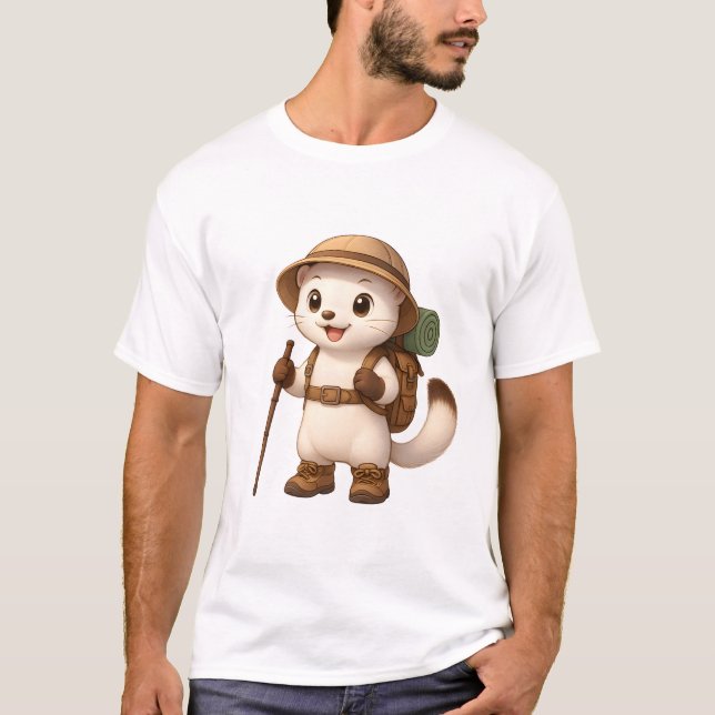 Okojo Adventure T-Shirt – Kawaii Japanese Stoat (Devant)