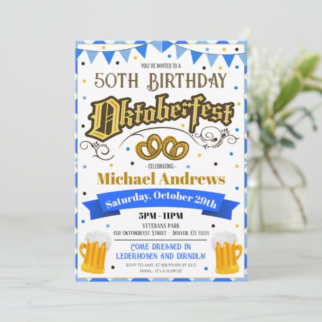 Oktoberfest Bière Anniversaire Invitation de fête (Debout devant)