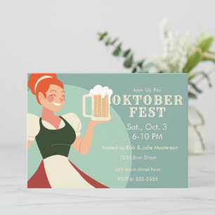 Oktoberfest Lady avec bière Invitation