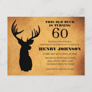 Old Buck 60e anniversaire de fête Invitation