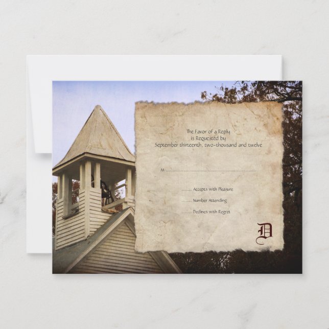 Old Church Vintage Wedding Invitation RSVP (Devant)