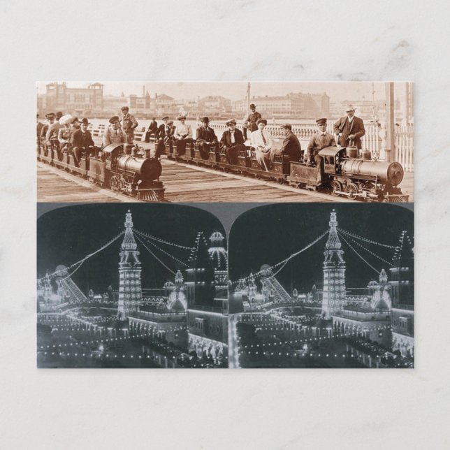 Old Coney Island Trains, Luna Park Carte Postale (Devant)