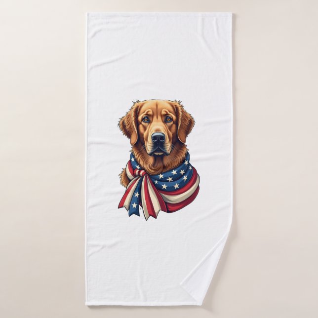 Old Glory Golden Retriever Vintage Shirt 2 (Serviette de bain)