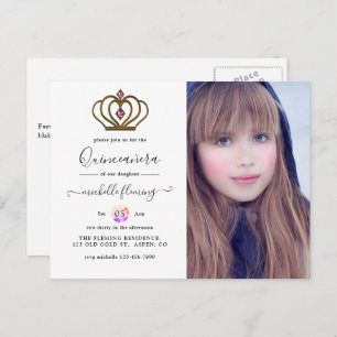 Old Gold Elegance Quinceañera Invitation