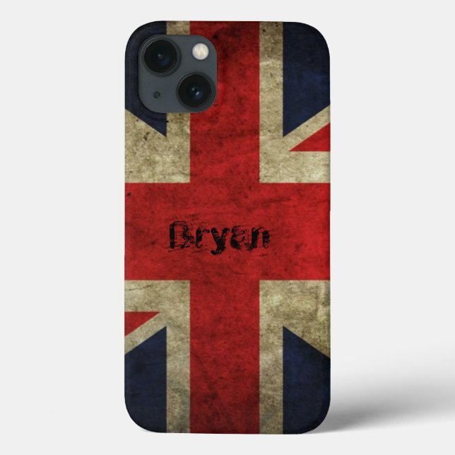 Old Grunge British Flag iPhone 13 Coque (Verso)