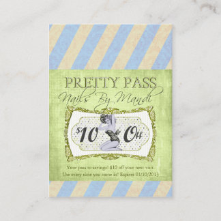 Old Hollywood $10 Blue Pretty Pass Cartes de visit