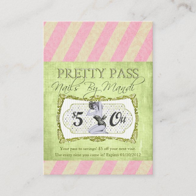 Old Hollywood Pretty Pass Cartes de visite (Devant)