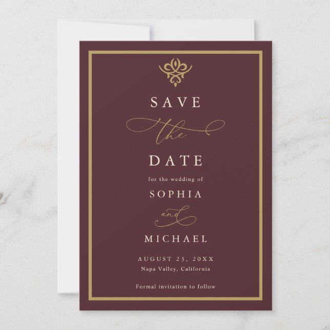Old Money Burgundy Save The Date (Devant)