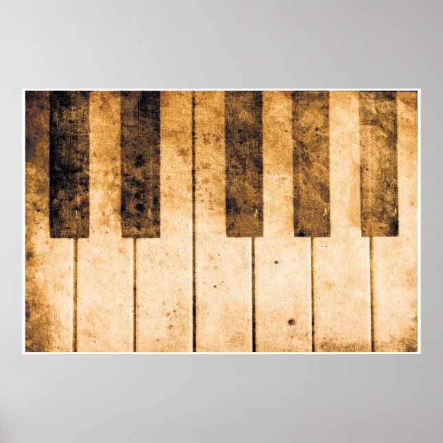 Old Piano Keys Musique Art Poster (Devant)