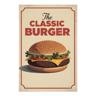 Old-School Burger Poster – Retro Food Wall Art