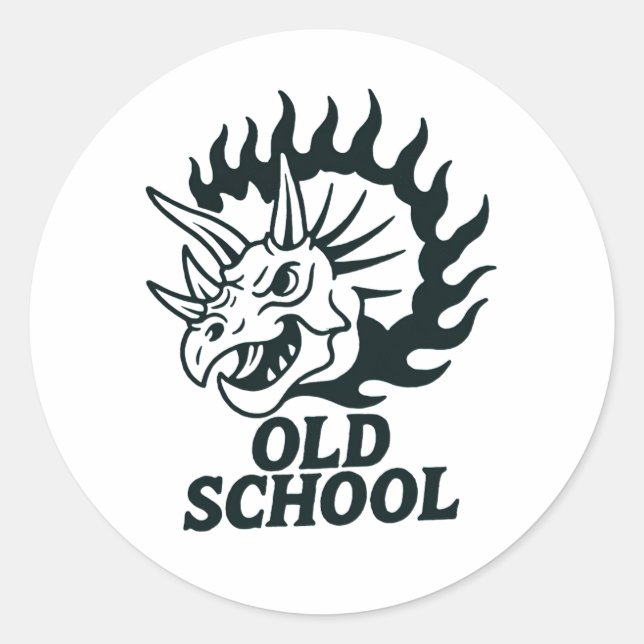 Old School Dinosaur Funny Sticker (Devant)