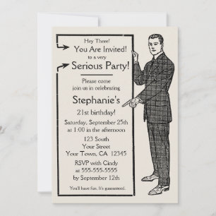 Old School Retro Guy Invitation