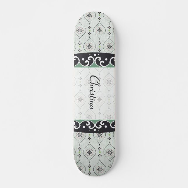 Old School Skateboard Blue Flowers Motif (Devant)