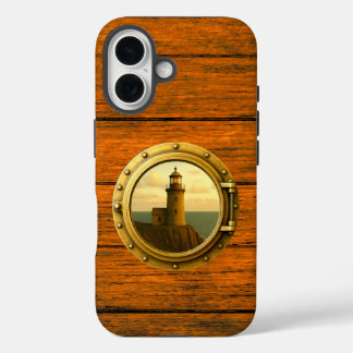 Old Stone Phare Wood Grain iPhone 16 Coque