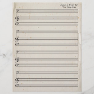 Old Torn Edges Blond Sheet Musique Bass Clef