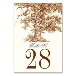 Old Tree Mariage Numéro de table Cartes de place C