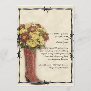 Old West Boot Bouquet Faded 3 Faire-part de mariag