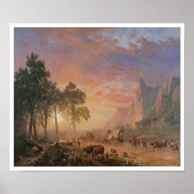 Old West Scene Cattle Drive Vintage Art Poster (Devant)