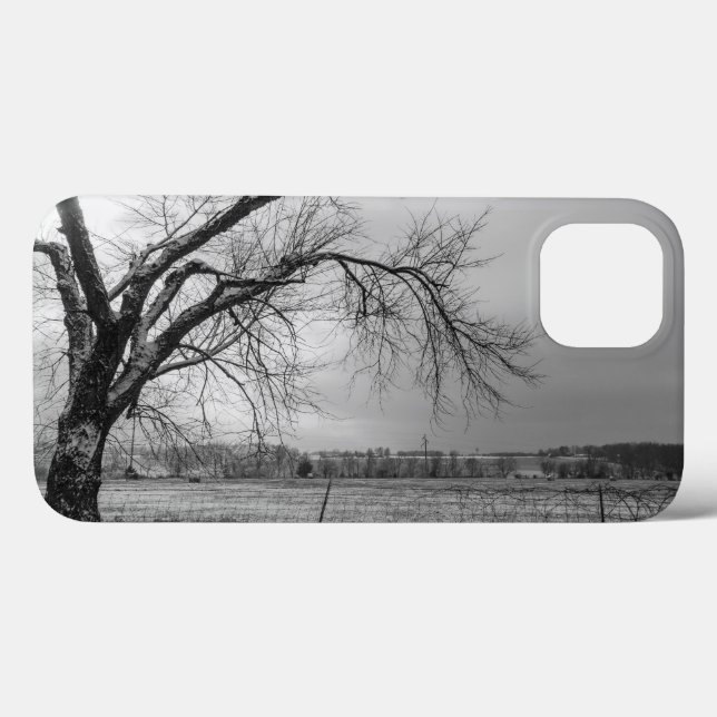 Old Winter Tree Gris coque iphone (Verso (horizontal))