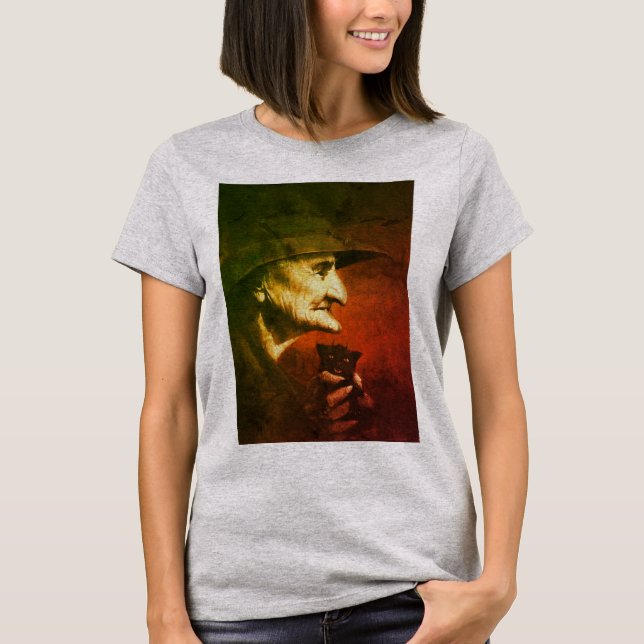 Old Witch And Familiar T-Shirt (Devant)
