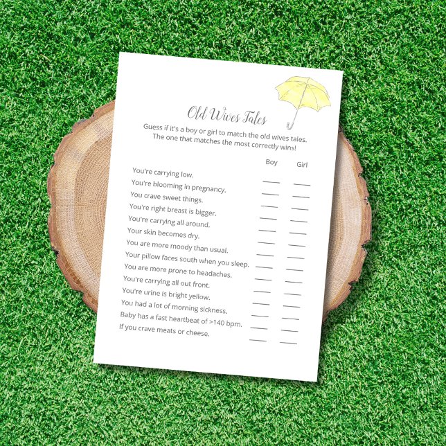 Old Wives Tales Baby Sprinkt Game Card (Créateur téléchargé)