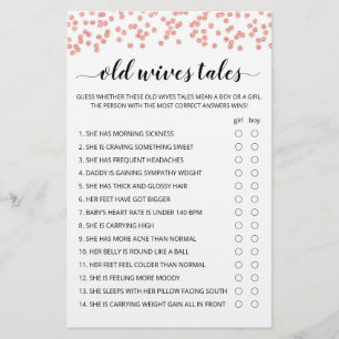 Old Wives Tales Jeu Baby shower partie