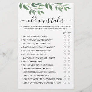 Old Wives Tales Jeu Baby shower partie