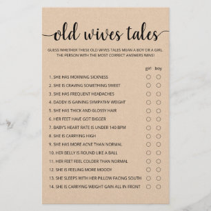 Old Wives Tales Jeu Baby shower partie