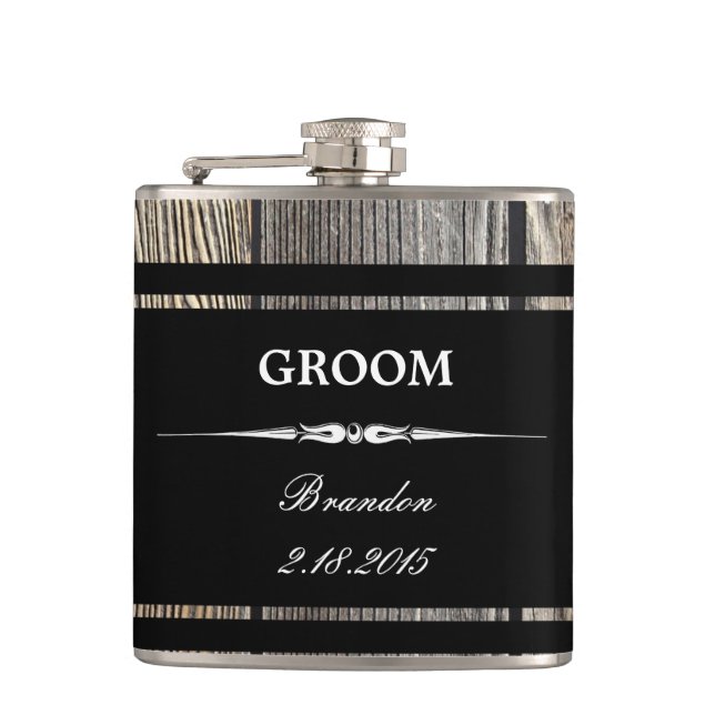 Old Wood Black GROOM Mariage Flacon (Devant)