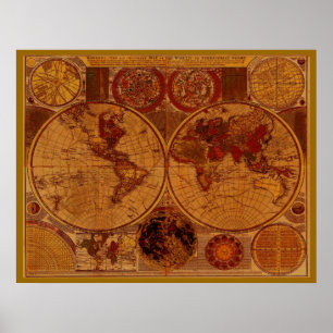 OLD WORLD MAP Poster d'art