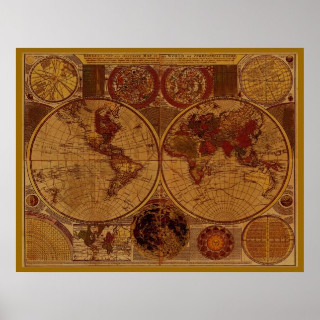 OLD WORLD MAP Poster d'art (Devant)