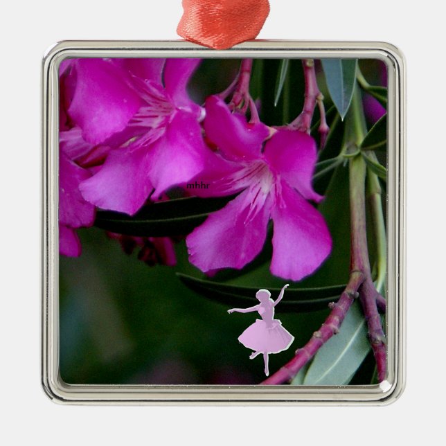 Oleander rose Ombre Fée Ornement en métal (Devant)
