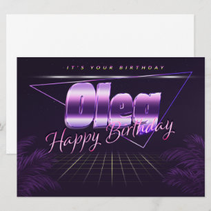 Oleg prénom carte rétro lilas anniversaire
