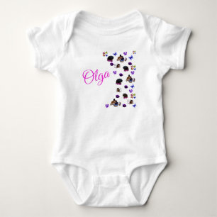 "Olga" Nom Avec Cochons D'Inde Pensées Body bébé