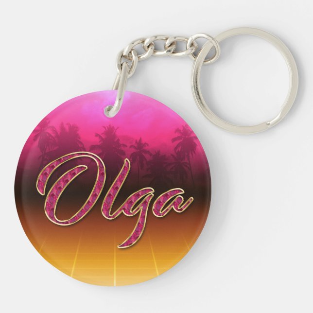 Olga Prénom Golden rose Porte-clés (Dos)