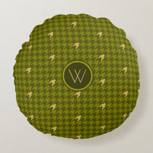 Olive avec Coussin rond à Accent Or