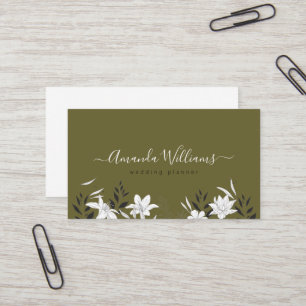 Olive Boho Floral Design Carte de visite