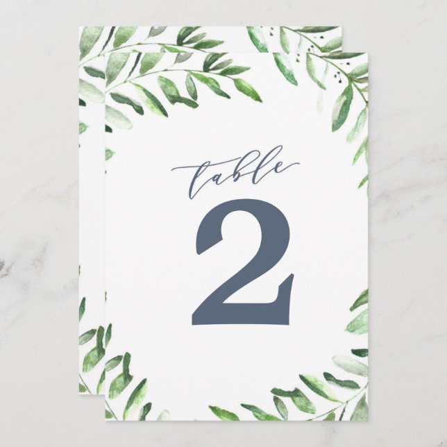 Olive Branch Boho Garden Numéro de table (Devant / Derrière)