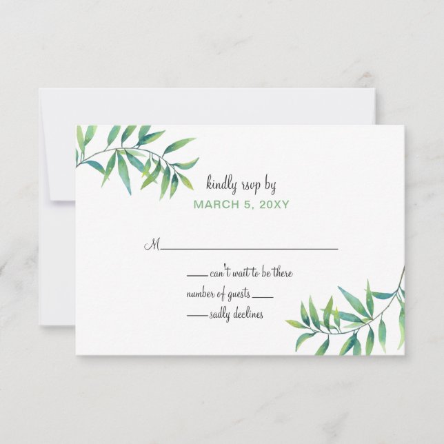 Olive Branch invitations de mariage botanique rsvp (Devant)